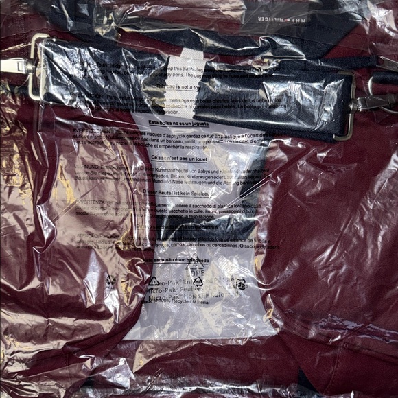 Tommy Hilfiger Maroon Duffel Bag with Plaid H Logo - Picture 4 of 5